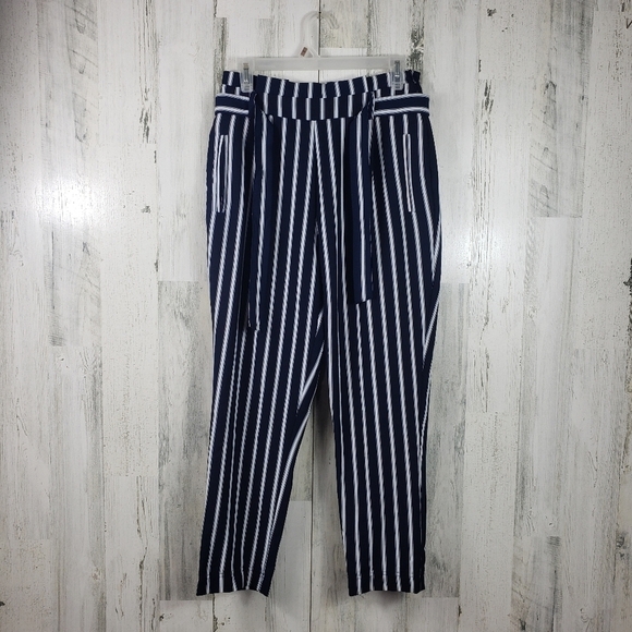 Ci sono navy blue and white striped ankle pants women's size medium - Picture 14 of 14